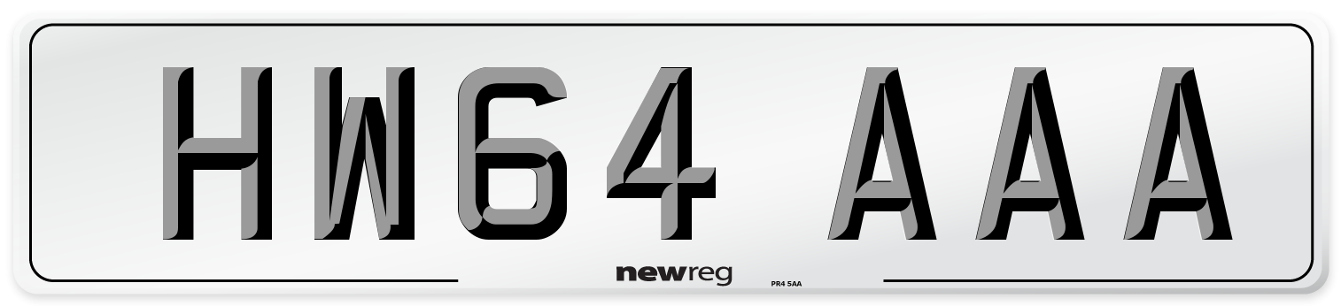 HW64 AAA Number Plate from New Reg